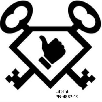 A logo with two crossed keys and a thumbs-up symbol in the center.